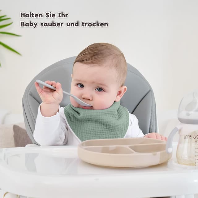 Detalle de Susurration 10er Set Musselin-Dreieckstücher Baby: verstellbare Sabberlätzchen mit wasserabweisender Rückseite