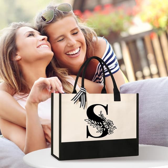 Thumbnail 6 de Tecanne Initial Canvas Tote Bag