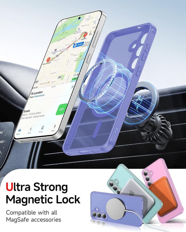 Detalle de LeYi for Samsung Galaxy S25 FE phone case with magnetic back + tempered glass screen protectors (Sky Blue)