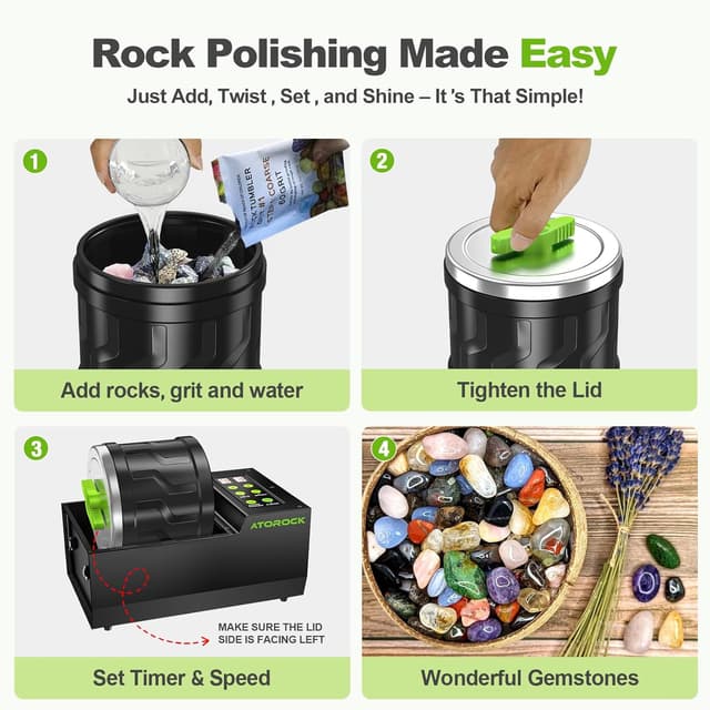 Thumbnail 5 de AtoRock Professional Rock Tumbler Kit 4LB rock polisher 🪨
