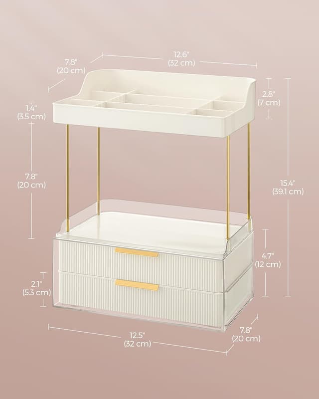 Detalle 2 de SONGMICS 4-Layer Makeup Organiser (Cloud White JKA021W01) with 4 dividers