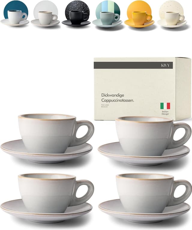Imagen de KIVY Cappuccino Tassen Set 4x180 ml Groß Grau en OfertitasTOP