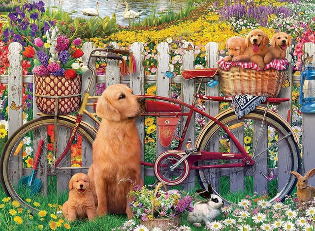 Detalle 2 de Ravensburger Cute Dogs in The Garden 500 Piece Jigsaw Puzzle (Age 10+) for Adults and Kids