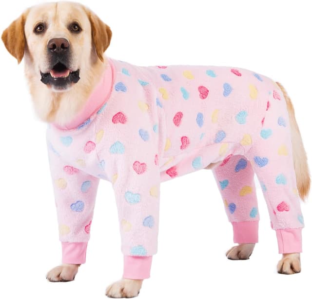 Detalle de BT Bear Dog Winter Clothes Flannel Pullover Pyjamas Onesie (XXXL, Pink) for Medium–Large Dogs