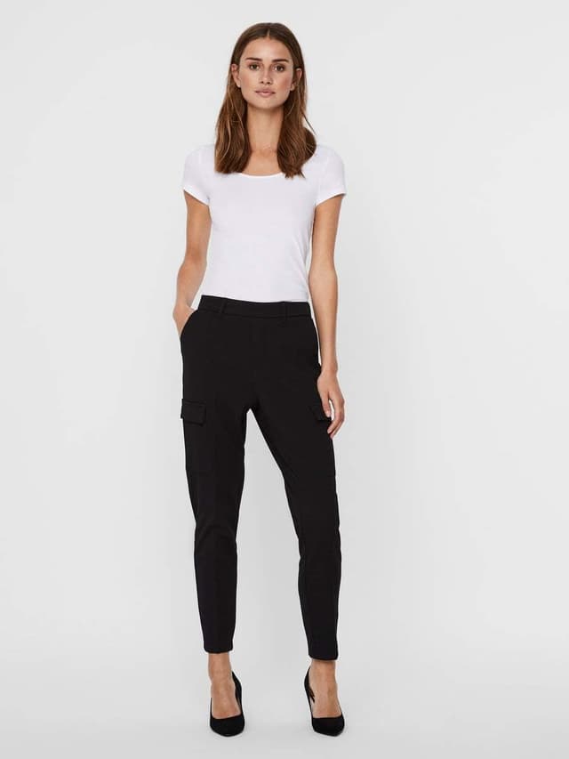 Detalle de VERO MODA VMMaya Mr Loose Solid Pant Tall NOOS: pantaloni da donna comodi e leggeri