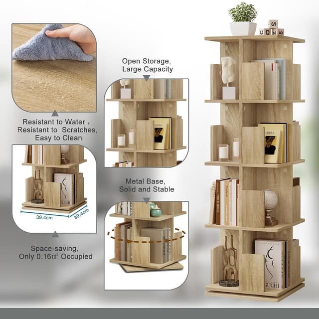 Thumbnail 4 de EUGAD Estantería Librería de Árbol 360° Giratoria 🌳