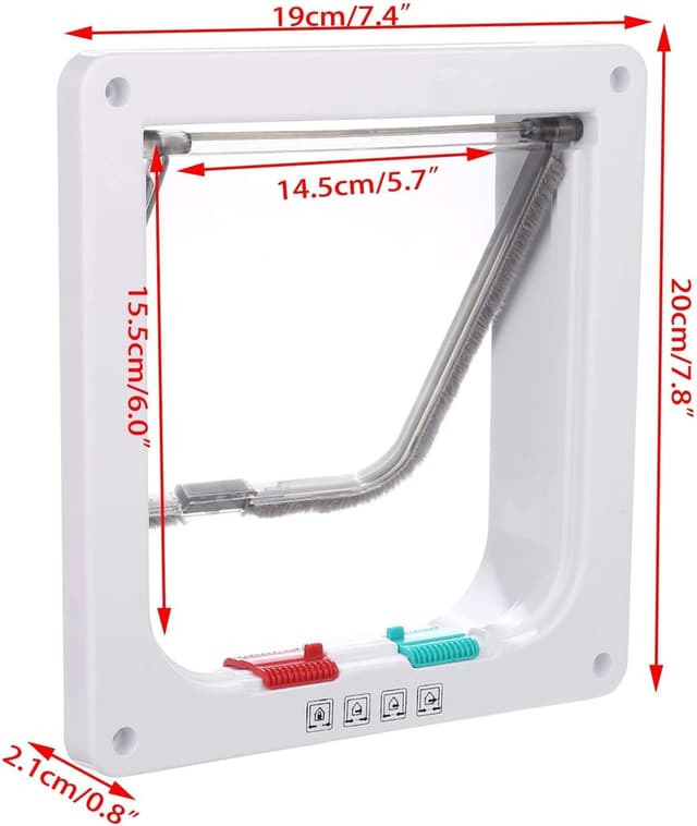 Detalle de Sailnovo chatière magnétique à verrou rotatif 4 voies pour chat (S, blanc) — entrée seule ou sortie seule