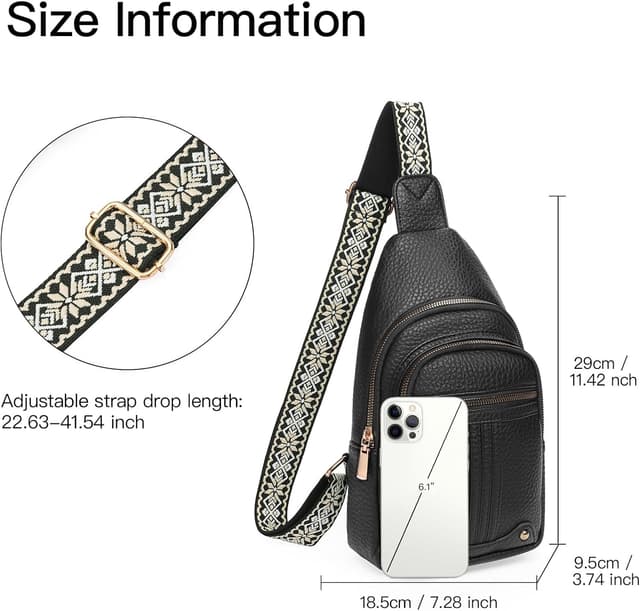 Detalle de GAEKEAO Borsa tracolla vegana in PU con zip e tasche antifurto