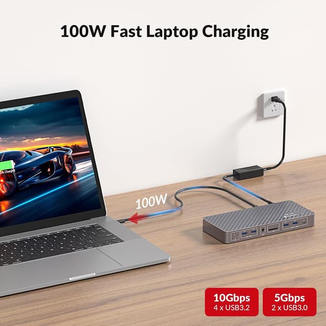 Detalle de AV Access Docking station KVM 8K a 60 Hz con doppio monitor e carica 100 W (1 portatile + 1 desktop)