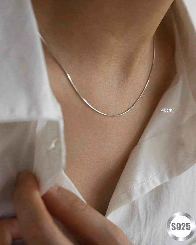 Detalle de FUNEIA 925 Sterling-Silber Kette Damen – verstellbare Halskette 40–60 cm, ohne Anhänger