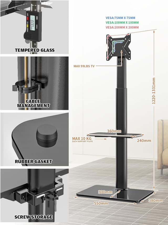 Detalle 2 de TV Standfuß HT2001BP höhenverstellbar 19–42 Zoll