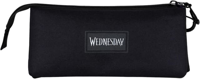 Detalle 1 de Wednesday Miércoles Uniform-Portatodo Triple Fan 2.0, Negro, 23x11 cm 🖤