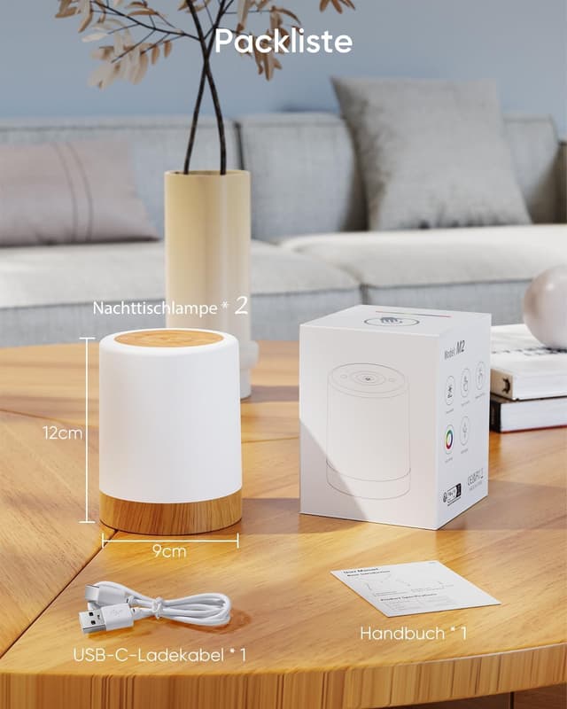 Thumbnail 6 de LED Touch-Nachttischlampe, dimmbar, 256 RGB Farben & USB-Akku – mit Timing- und Memory-Funktion