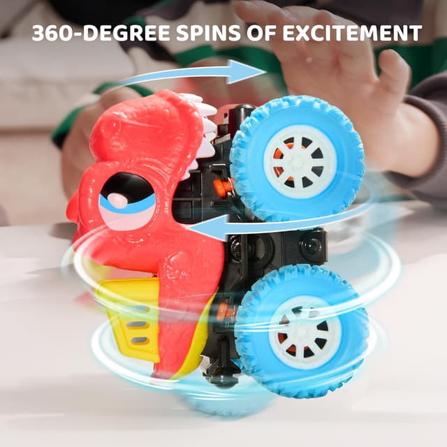 Detalle de lalalark Dinosaurier-Spielzeug: 3er-Set Monstertrucks mit Reibungsantrieb (Push-and-Go), für Jungen 3–4 Jahre