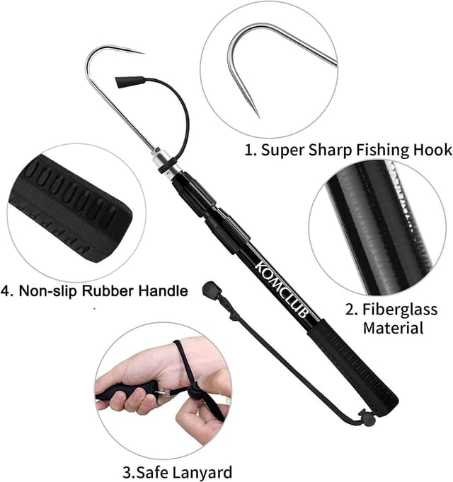 Detalle 2 de KOMCLUB SLK-47.24" Telescopic Fishing Gaff 🎣