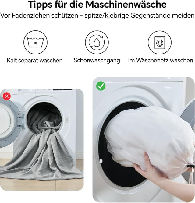 Thumbnail 6 de BEDELITE Musselin Bettwäsche 155x220 aus Baumwolle (ÖKO-TEX), 3-teilig mit Reißverschluss