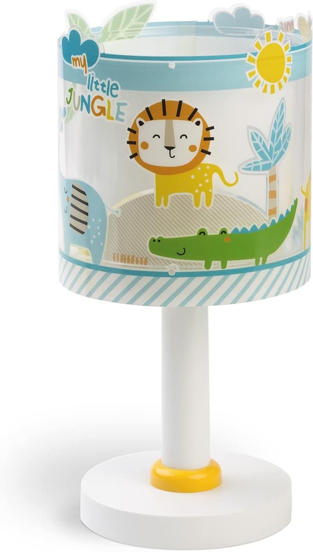 Detalle de Dalber Kinder-Tischlampe Little Jungle mit Tieren – 40 W, bunt (E14)