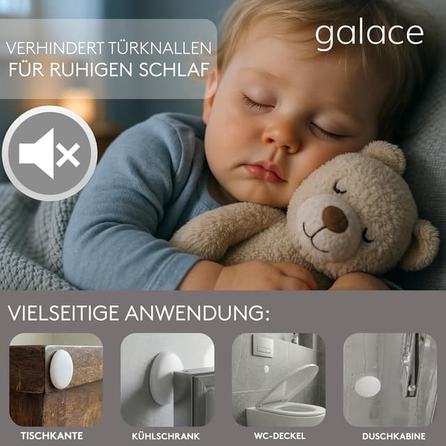 Detalle de GALACE Fermaporta adesivo da muro bianco da 40 mm (10 pezzi) con gommini per paracolpi e anti-spifferi