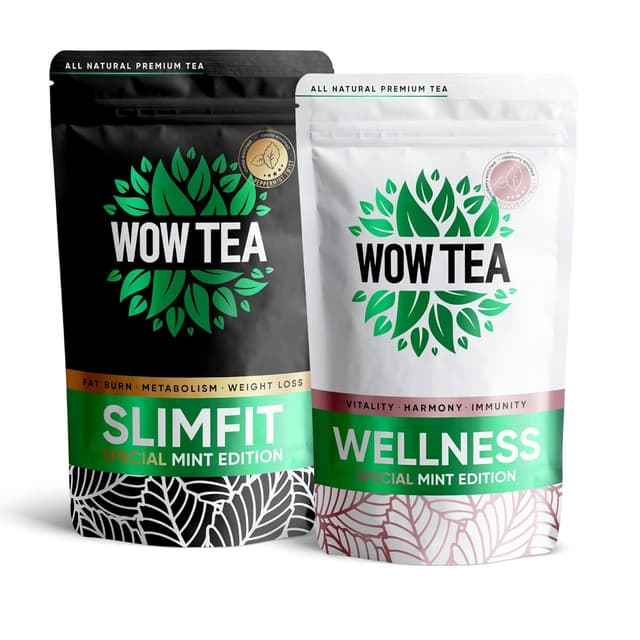 Detalle 2 de WOW TEA Slimfit Kräutertee 21 Tage Mint – Minze, Grüntee & Himbeerblätter als tägliche Tee-Routine