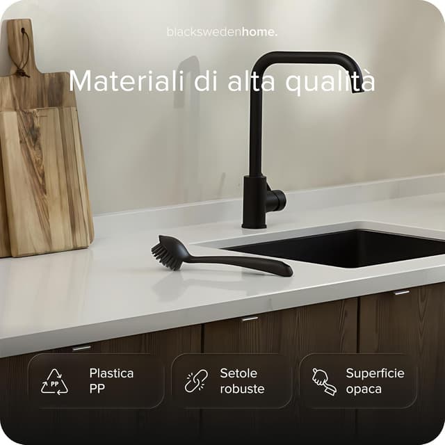 Detalle de Black Sweden Home set 2 spazzole per piatti antibatteriche, setole dure lavabili in lavastoviglie