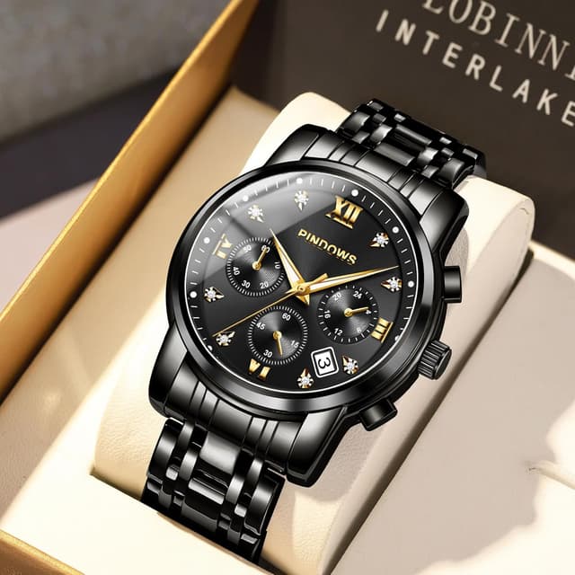 Thumbnail 6 de PINDOWS Herren Uhr mit Quarz und Datum