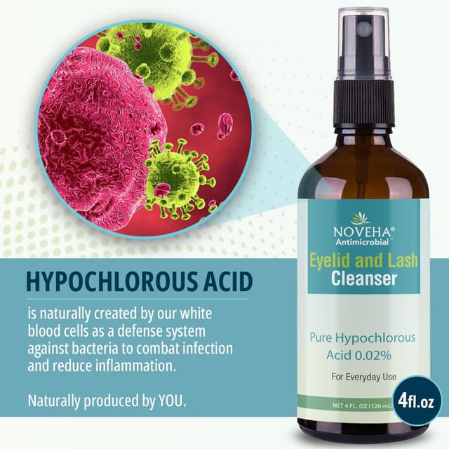Detalle de NOVEHA Eyelid Cleanser Hypochlorous Acid Spray (4oz, 3-Pack) for Stye Relief and Gentle Daily Lid Cleaning