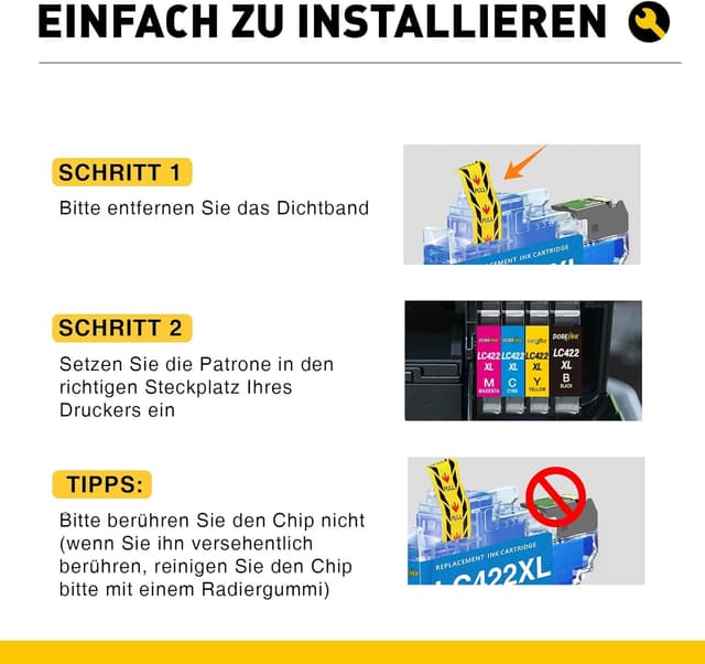 Detalle 2 de LC422XL Value Pack (8er) kompatible Tintenpatronen für Brother LC422XL – für MFC-J5340DW bis MFC-J6940DW