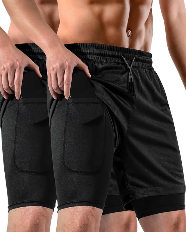 Detalle de FIONECA 2-in-1 Men’s Shorts 2-Pack (7-Inch) with Pockets & Towel Loop