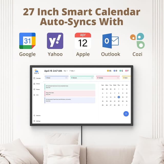 Detalle 2 de Dragon Touch calendrier numérique 27 pouces (1920×1080) avec mémoire 32 Go et support mural pivotant