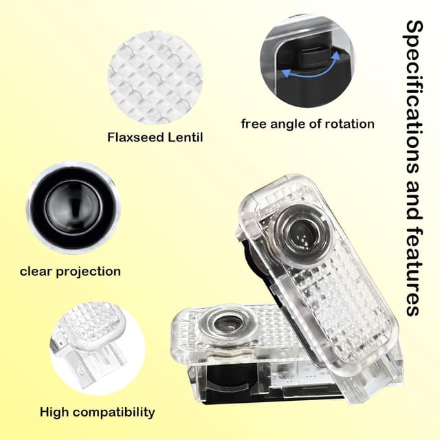 Detalle de Krewua 4 PCS car door logo projector lights for multiple Audi models (A1/A3/A4/A5/A6/A7/A8, Q2/Q3/Q5/Q7/Q8, TT, R8)
