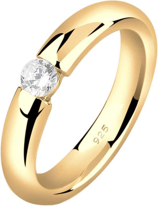 Imagen de Nenalina Ring Silber 925 Damen Verlobungsring vergoldet mit 4 mm weißer Cubic Zirkonia en OfertitasTOP