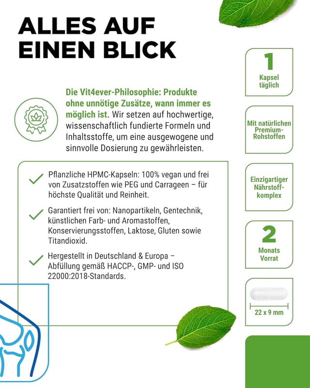 Detalle de Vit4ever Kollagen Typ 2 Komplex mit Collavant n2®, Weihrauch-Extrakt, Hyaluronsäure & Vitamin C