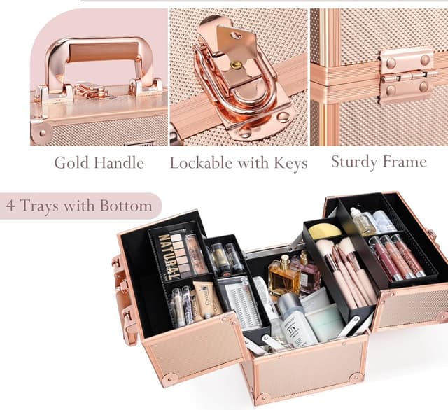 Detalle 2 de Frenessa Makeup Box 25cm Rose Gold