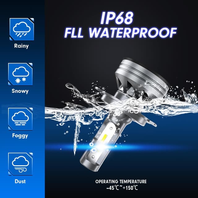 Detalle 2 de FAHREN H4 Light Bulb (9003/HB2), 6500K Cool White, Cooling Fan, Plug and Play, Pack of 2