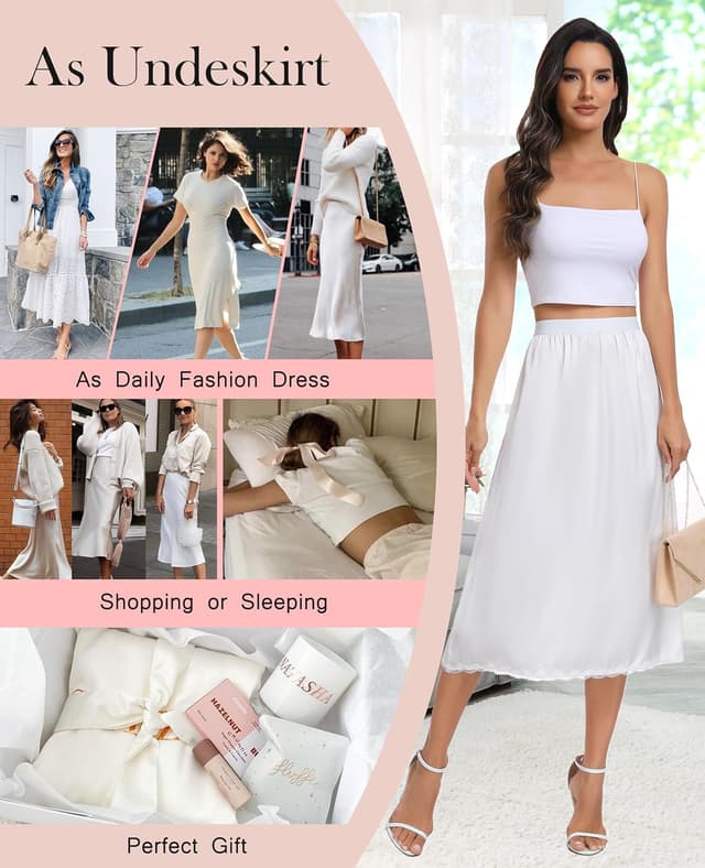 Detalle de Vlazom sottogonna lunga da donna antistatiche con elastico in vita e pizzo