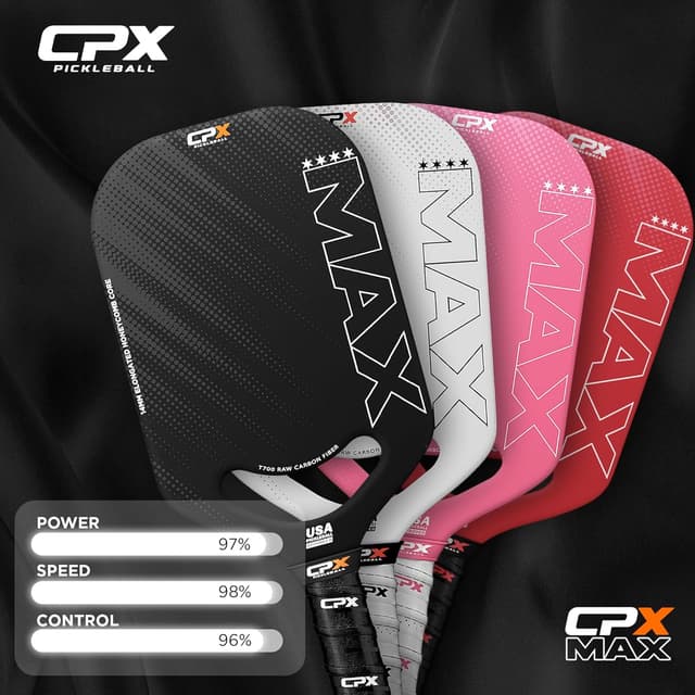Detalle de CPX Pickleball CPX MAX Raw Carbon Fiber T700 Elongated Pickleball Paddle (Professional Grade)