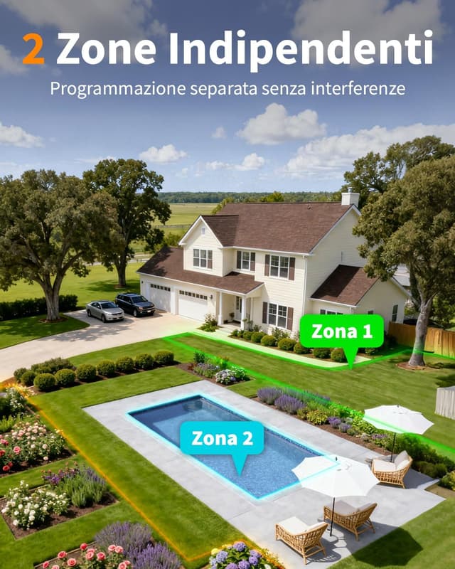 Detalle de Diivoo Centralina Irrigazione WiFi 2 Zone con ingresso/uscita in ottone WT-09W, timer smart per giardino e controllo Alexa