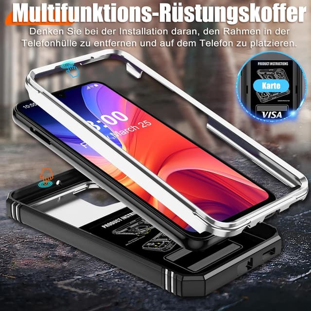 Detalle de Giyer Handyhülle für Samsung Galaxy A13 4G (mit Schutzfolie) – 360° drehbarer Metallring, Kameraschutz & stoßfestes Case Cover