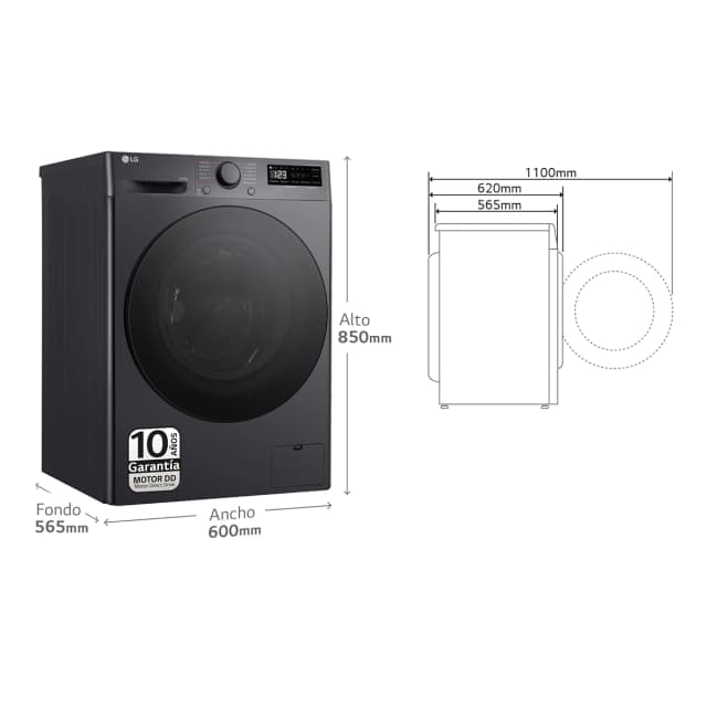 Detalle 2 de LG TMF4DR6009AGM lavadora secadora 9 kg