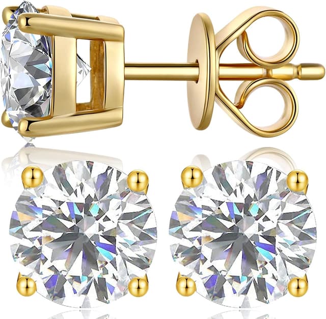 Detalle de Miaofu Moissanit-Ohrstecker aus 925 Sterling-Silber (S925) – Herren & Damen mit Rücksicherung