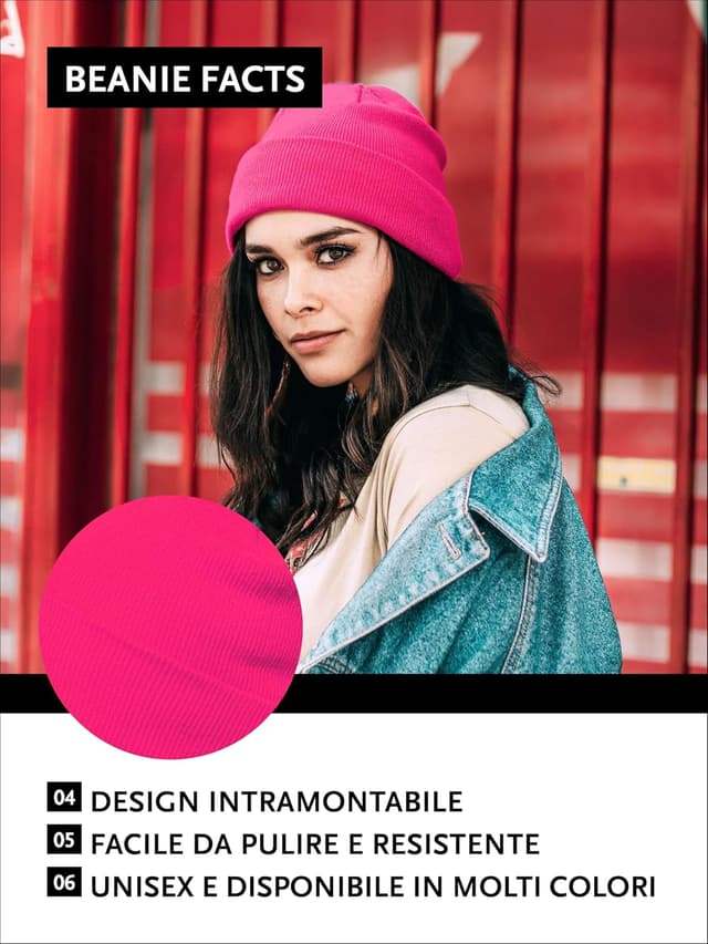 Detalle 2 de Berretto invernale in maglia beanie classico