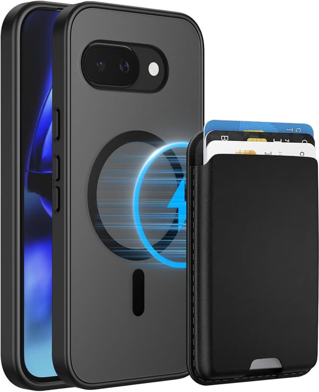Detalle de Magnetic Case for Google Pixel 9A with Detachable Wallet (MagSafe Compatible) — Black