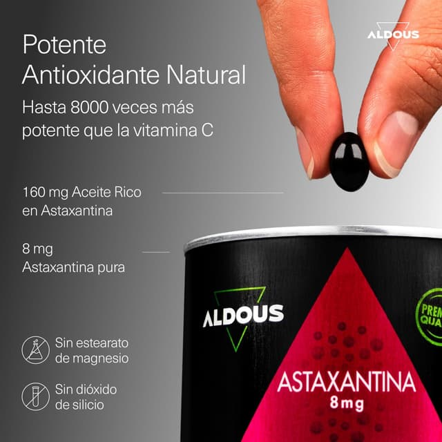 Detalle 2 de ALDOUS Astaxantina Natural Pura 8 mg — 120 perlas