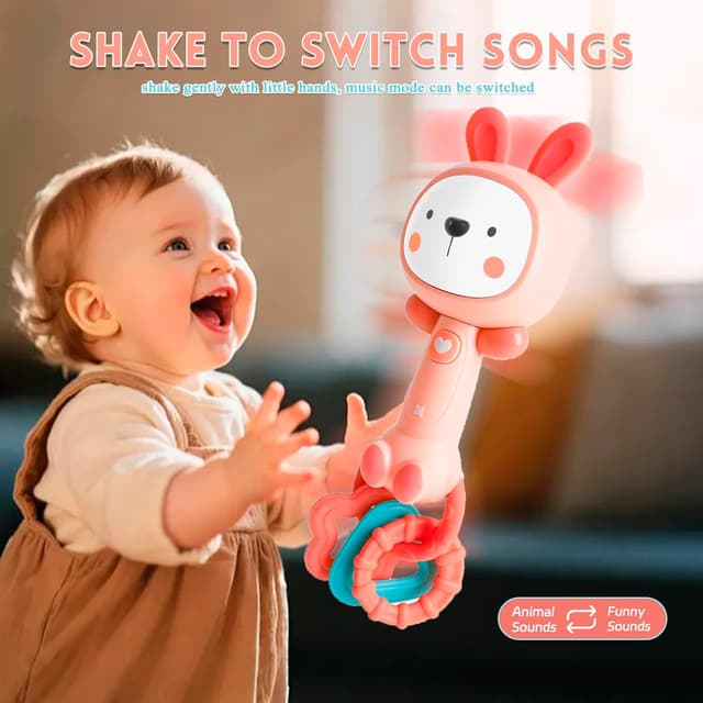 Detalle 2 de Baby Music Toy (6 to 12 Months) Musical Rattle with Lights & Sounds – Rabbit