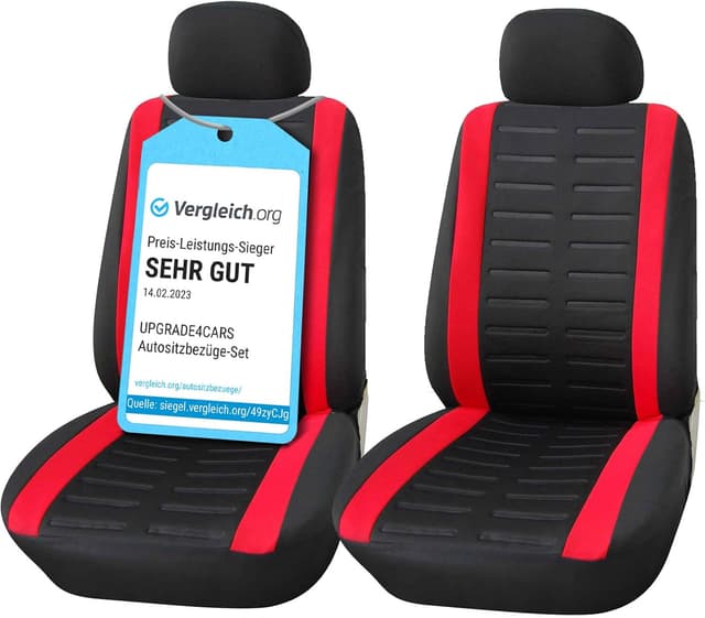Detalle de upgrade4cars Housses de sièges auto avant universelles noir et rouge (lot de 4)