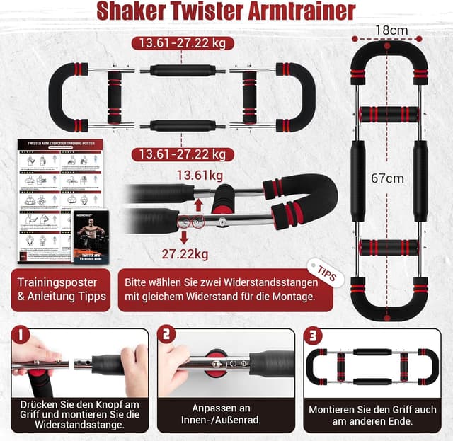 Detalle de Twister Armtrainer: verstellbarer Brustmuskel-Trainingsgerät für Oberkörper-Training zu Hause