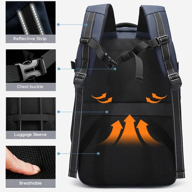 Detalle de BG FUTURE AESTHETICS Reiserucksack mit TSA-Zahlenschloss, wasserdichtem Polyester und Laptopfach bis 15,6 Zoll