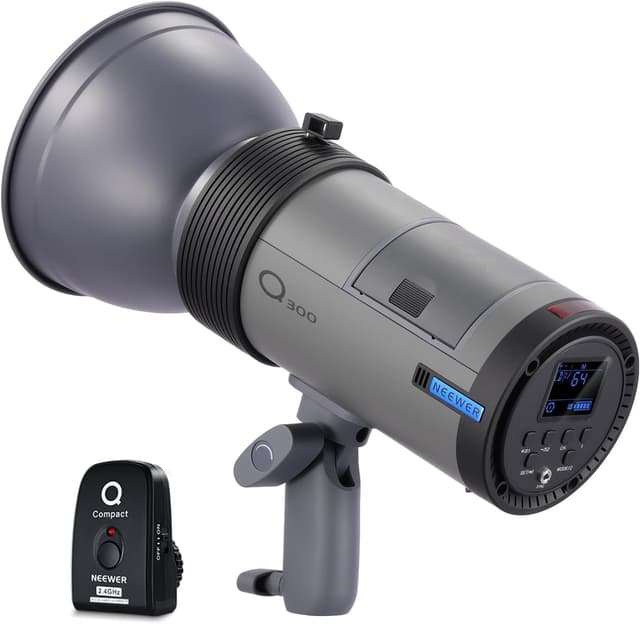 Detalle de NEEWER Q300 300Ws 2.4G Outdoor Studio Flash with Q Compact Wireless Trigger (cordless monolight)