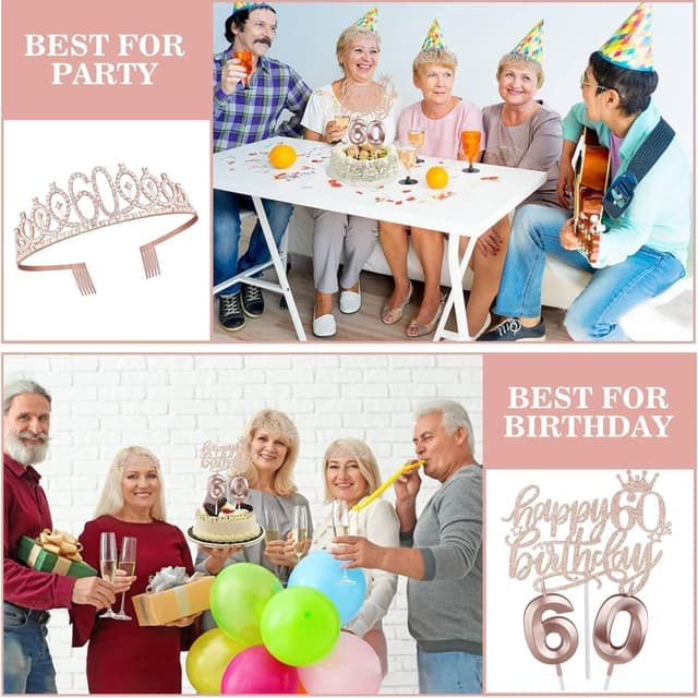 Thumbnail 6 de 60th Birthday decorations for women set