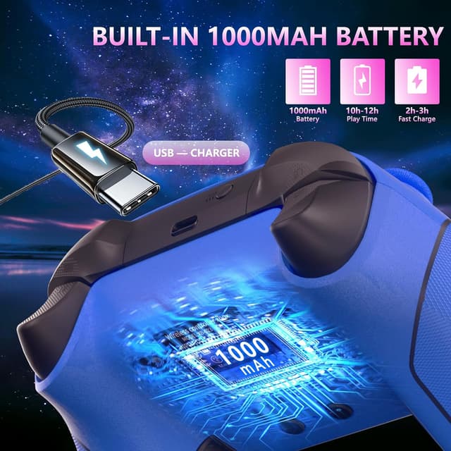 Detalle de YUYIU Wireless 2.4GHz RGB Controller (7 Colors) for Xbox + PC/Steam, 1000mAh Battery, Dual Vibration, Turbo & Programmable Keys, 3.5mm Audio Jack